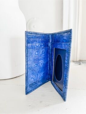 Vintage Escada  Electric Blue Textured Leather Card Holder